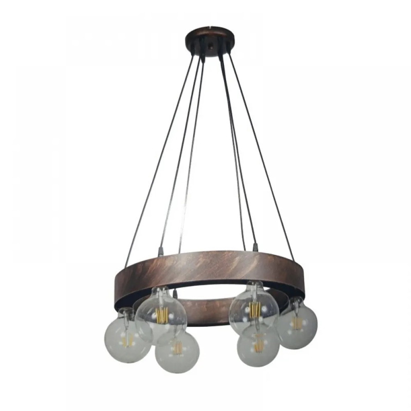 NG Lighting Κρεμαστό Φωτιστικό Οροφής Χειροποίητο Μεταλλικό Καφέ/Σκουριά Εξάφωτο Ε27 Φ50x80cm 2026465